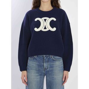 Celine Women Ribbed Wool Crew-Neck Sweater